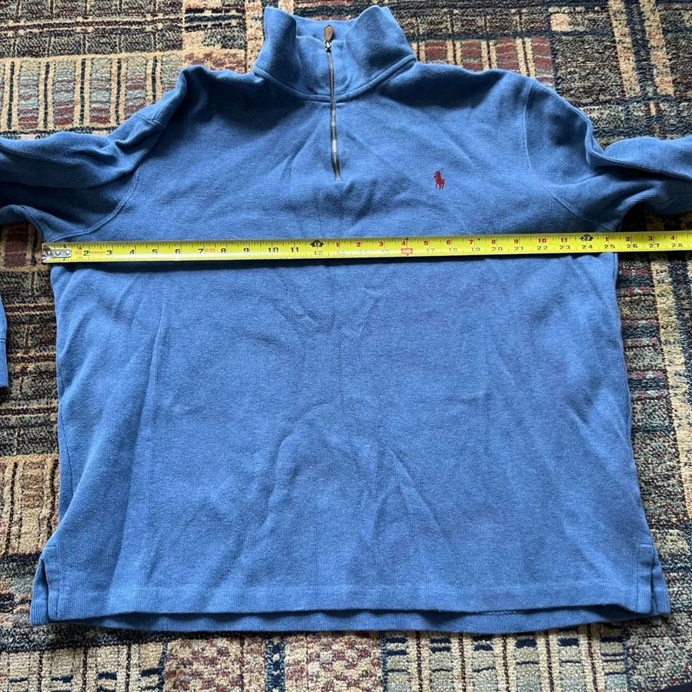 Vintage Polo Ralph Lauren Men's 100% Cotton Blue 1/4 Zip Sweater Size XL